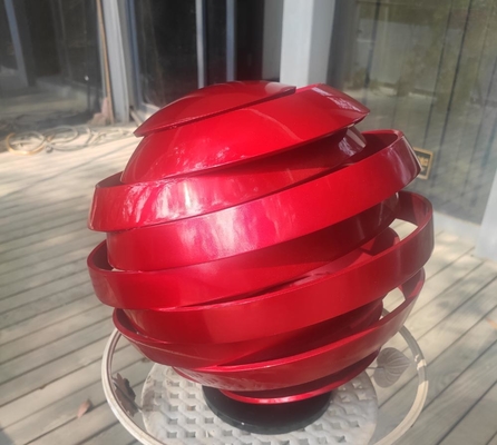 Het moderne Geschilderde Rode Geverniste Baksel van het Roestvrij staal Abstracte Beeldhouwwerk