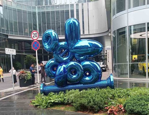 316L Roestvrij Staal Abstract Ontwerp Tuin Sculptuur met Blauwe Bakelak Afwerking
