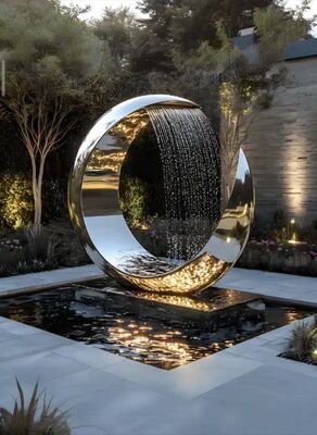Contemporaine Metalen Fontein Beeldhouwwerk voor Tuindecoratie, Abstract Buiten Beeldhouwwerk voor Openbare Ruimte