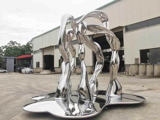 2.5m Hoogte Spiegel Afwerking van roestvrij staal Abstracte metaalsculptuur voor tuinversiering